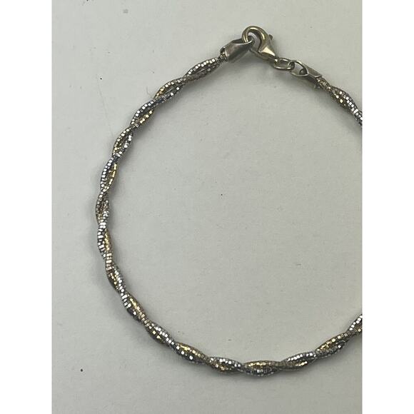 P. Lux Sterling Silver & Vermeil Twisted Bracelet 7" Shiny Disco Ball Style - Picture 5 of 10